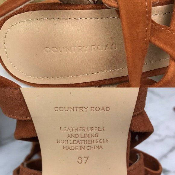 SOLD Country Road Tan Suede Leather Heels Shoes Size 37 - Picture 11 of 12